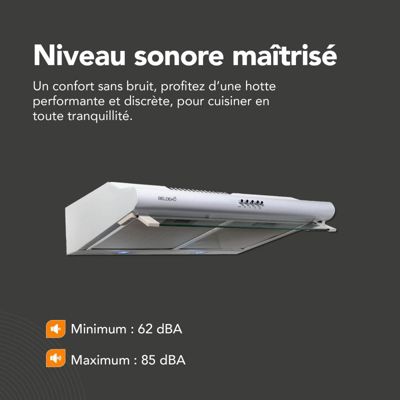 BELDEKO Hotte Casquette 60 cm Blanc 435 m3/h 200W - Marque Française