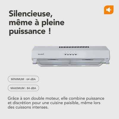 BELDEKO Hotte Casquette 60 cm Blanc 435 m3/h 200W - Marque Française