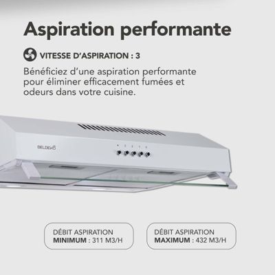 BELDEKO Hotte Casquette 60 cm Blanc 435 m3/h 200W - Marque Française