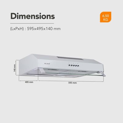 BELDEKO Hotte Casquette 60 cm Blanc 435 m3/h 200W - Marque Française