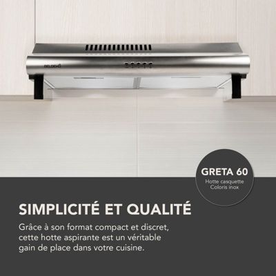 BELDEKO Hotte Casquette 60 cm Inox 240 m3/h + 2 Filtres - Marque Française