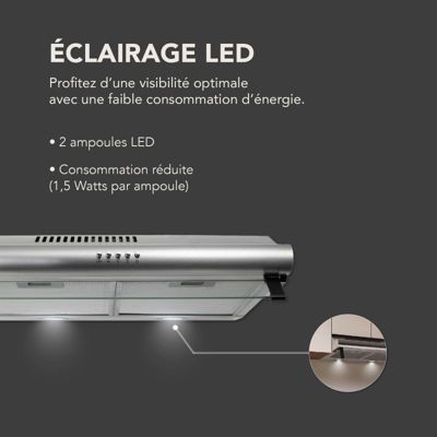 BELDEKO Hotte Casquette 60 cm Inox 240 m3/h + 2 Filtres - Marque Française