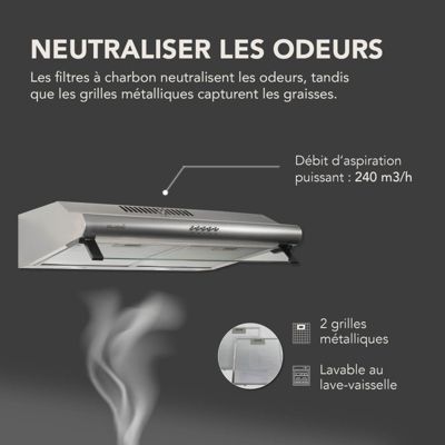 BELDEKO Hotte Casquette 60 cm Inox 240 m3/h + 2 Filtres - Marque Française