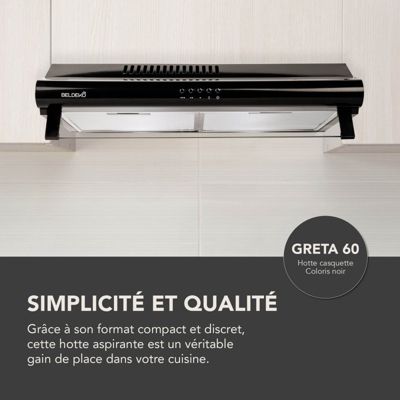 BELDEKO Hotte Casquette 60 cm Noir 240 m3/h 100W - Marque Française