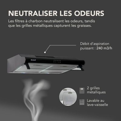 BELDEKO Hotte Casquette 60 cm Noir 240 m3/h 100W - Marque Française
