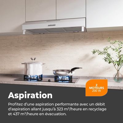BELDEKO Hotte Casquette 90 cm Blanc 438 m3/h 200W - Marque Française