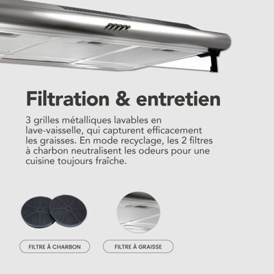 BELDEKO Hotte Casquette 90 cm Inox 420 m3/h 100W - Marque Française