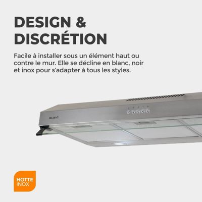 BELDEKO Hotte Casquette 90 cm Inox 438 m3/h 200W - Marque Française