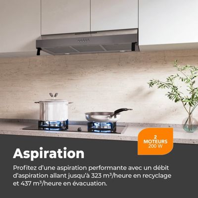 BELDEKO Hotte Casquette 90 cm Inox 438 m3/h 200W - Marque Française