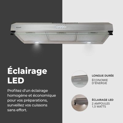 BELDEKO Hotte Casquette 90 cm Inox 438 m3/h 200W - Marque Française