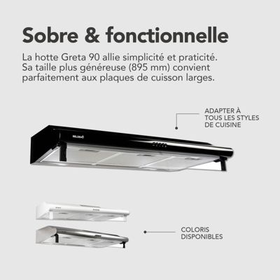 BELDEKO Hotte Casquette 90 cm Noir 420 m3/h 100W - Marque Française