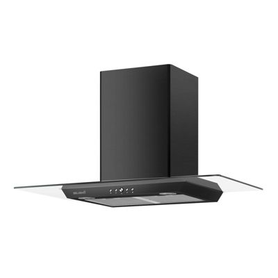 BELDEKO Hotte Murale 90 cm Noir 559 m3/h 200W Verre Noir - Marque Française
