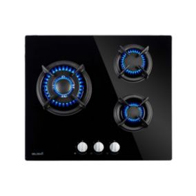 BELDEKO - Plaque de cuisson 3 ZONES VERRE NOIR - GAZ BOUTEILLE