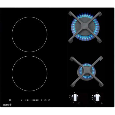BELDEKO Plaque Mixte 4 Feux - 2 Gaz + 2 Induction 6900W - Marque Française