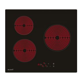BELDEKO - Table de cuisson Vitrocéramique 3 foyers - 5200W - Encastrable, Minuteur multi-zones