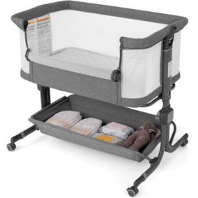 Berceau Cododo Lit Bebe Pliable 3 en 1 avec 6 Hauteur Réglable Angle Inclinaison Berceau Bébé Évolutif avec Rangement Gris