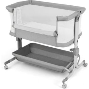 Berceau Cododo Lit Bebe Pliable 3 en 1 avec 6 Hauteur Réglable Angle Inclinaison Berceau Bébé Évolutif avec Rangement Gris