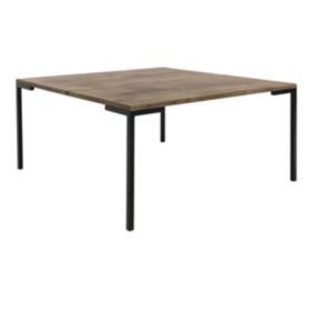 BERGAME - Table Basse Carrée 90cm Chêne Grisé et Pieds Métal