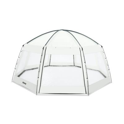 Dôme De Protection Piscine Hors Sol Ronde Gris 6x6x3m - Abri UV Et Pluie