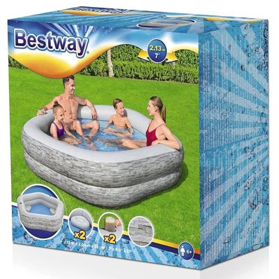 Bestway Piscine gonflable ronde Bestway TruPrint 213 x 206 x 53 cm décor pierre