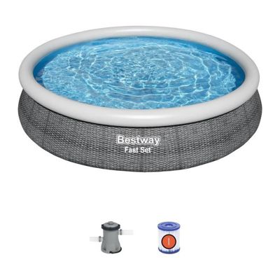 BESTWAY Piscine hors sol Fast SetTM - Ronde - 366 x 76 cm- Pompe et cartouche de filtration