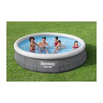 BESTWAY Piscine hors sol Fast SetTM - Ronde - 366 x 76 cm- Pompe et cartouche de filtration