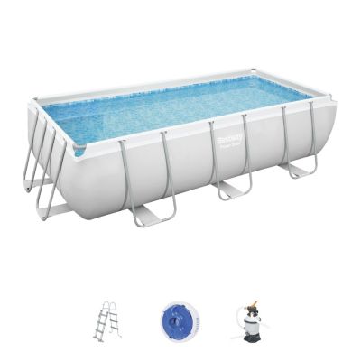 BESTWAY Piscine hors sol rectangle Power Steel 404 x 201 x 100 cm gris clair