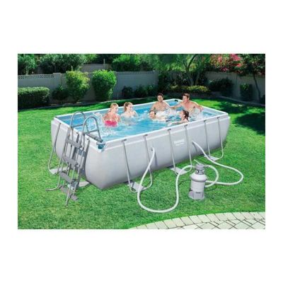 BESTWAY Piscine hors sol rectangle Power Steel 404 x 201 x 100 cm gris clair