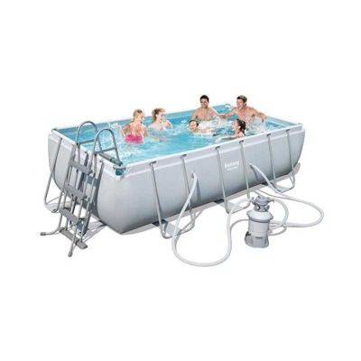 BESTWAY Piscine hors sol rectangle Power Steel 404 x 201 x 100 cm gris clair