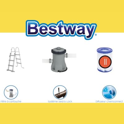 BESTWAY Piscine hors sol rectangle Power Steel 404 x 201 x 100 cm gris clair