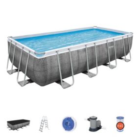 BESTWAY Piscine hors sol rectangle Power Steel 549 x 274 x 122 cm rotin gris