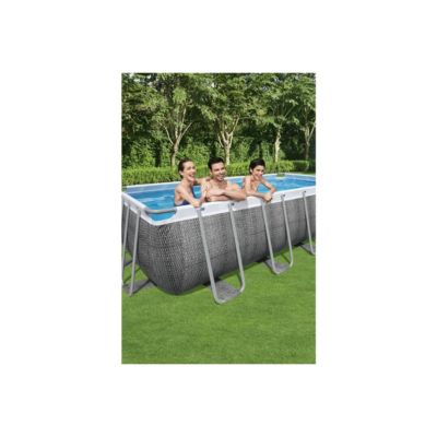BESTWAY Piscine hors sol rectangle Power Steel 549 x 274 x 122 cm rotin gris