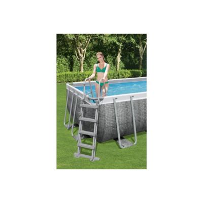 BESTWAY Piscine hors sol rectangle Power Steel 549 x 274 x 122 cm rotin gris