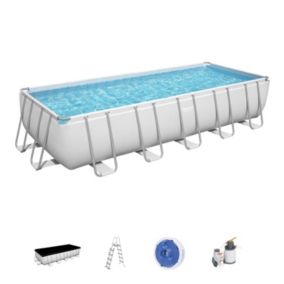 BESTWAY Piscine hors sol rectangle Power Steel gris clair 640 x 274 x 132 cm