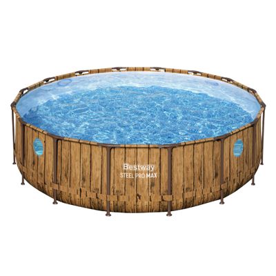 Bestway Piscine hors sol Ronde Steel pro max Swim Vista Motif bois 488 x 122 cm