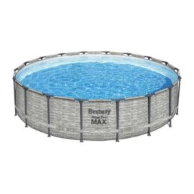 BESTWAY Piscine hors sol Steel Pro MaxTM - Motif pierres grises, 549 x 122 cm, systeme FrameLinkTM