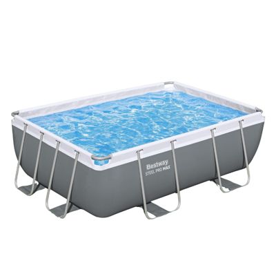 Bestway Piscine hors sol tubulaire rectangulaire Bestway Steel Pro Max 282 x 196 x 84 cm gris clair