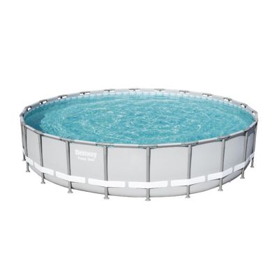 Bestway Piscine hors sol tubulaire ronde Bestway Power Steel 671 x 132 cm gris clair
