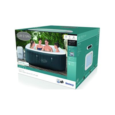 Bestway Spa gonflable carré Lay-Z-Spa Ibiza AirJet EnergySense 4-6 personnes
