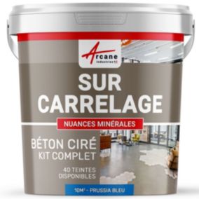 BETON CIRE CARRELAGE POUR SOLS ET MURS - KIT BETON CIRE SUR CARRELAGE Bleu Prusse - 10 m² (en 2 couches) - ARCANE INDUSTRIES