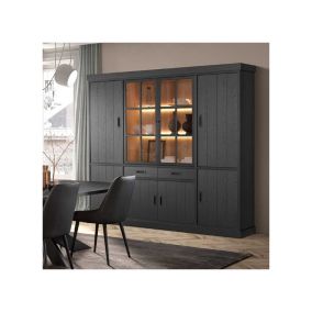 Bibliothèque 240 cm à Led Bois Noir - UNYS