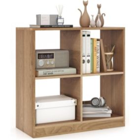 Bibliothèque 4 Cubes Anti basculement étagère de Rangement en Bois pour Chambre Salon étude Naturel