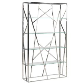Bibliothèque 4 étagères Etagère HOXIE Métal 175 cm Argenté