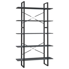 Bibliothèque à 5 niveaux Gris 100x30x175 cm Bois de pin vidaXL