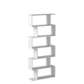 Bibliothèque 6 Etagères Meuble de Rangement Design Style Moderne Tendance Blanc Séjour