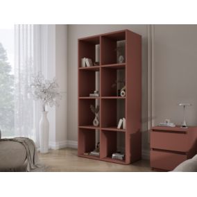 Bibliothèque à 8 compartiments, Couleur : rouge brique, 147 x 74 x 30 cm, verticale ou horizontale