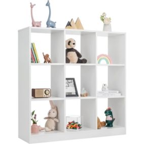 Bibliothèque 9 Cubes,2 Kits Anti-Basculement,107,5x33x107,5CM Style Moderne pour Salon,Chambre,Bureau,Blanc