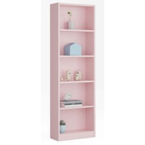 Bibliothèque avec 5 étagères coloris rose - Dim : H 180 x L 52 x P 25 cm