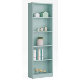 Bibliothèque avec 5 étagères coloris vert - Dim : H 180 x L 52 x P 25 cm