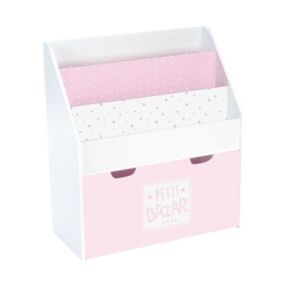 Bibliothèque avec bac de rangement sur roulettes - 62 x 70 cm - Rose